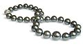 13 x 16mm black green Tahitian south sea cultured pearl necklace 18