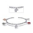 Enamel Charm Bracelet in Sterling Silver Key to my Heart Lobster Clasp - 7 Inch