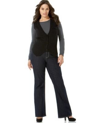 Calvin Klein Jeans Plus Size Sweater Vest & Jeans - New Rinse Wash Calvin Klein Jeans Plus Size Sweater Vest & Jeans - New Rinse Wash