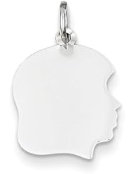 14k White Gold Plain Medium Facing Right Engravable Girl Charm Cyber Monday Special