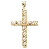Cross Pendant W/Diamond 14K Yellow Gold 35.50X25.50 MM