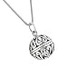 Round Keepsake Locket or Prayer Box Pendant with Heart Designs in Sterling Silver on a 20" Rhodium and Sterling Silver Snake Chain, #8004 image 1
