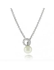 Bling Jewelry .925 Sterling Silver 6MM Pearl Lariat Circle Necklace