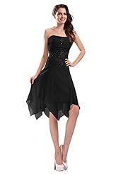 Strapless Chiffon/Satin Beaded Open-Back Applique Sleeveless Homecoming Dress/Party Dress 