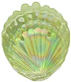 Small Glass Fern Green Oyster Shell Plate 8" x 7.75" Set / 2