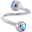 Swarovski Sapphire Aurora Double Gem Spiral Twister Belly Ring
