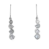 CZ Serpentine Drop Earrings with Rhodium Finish