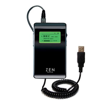 Coiled USB Cable for the Creative Zen Neeon with Power Hot Sync and Charge capabilities - uses Gomadic TipExchange Technology