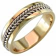 Two Tone Hip Center Braided Wedding Band