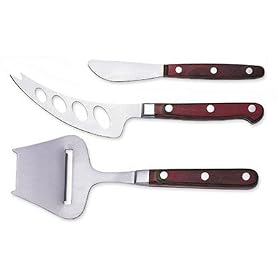 Click here to buy 3pcs Multi color pakkawood handle cheese knife by Supreme Housewares Inc..