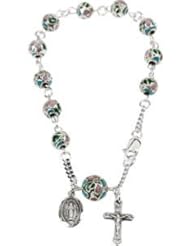 Sterling Silver Dlx. Smth Cloisonne Rosary Bracelet