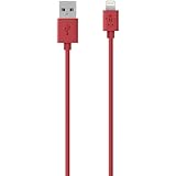 Belkin Lightning to USB ChargeSync Cable for iPhone 6S / 6S Plus, iPhone 6 / 6 Plus, iPhone SE, iPhone 5 / 5S / 5c, iPad Pro, iPad 4th Gen, iPad Air 2, iPad Air, iPad mini 4, iPad mini 3, iPad mini 2 and iPad mini, 4 Feet (Red)
