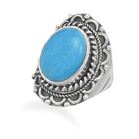Turquoise Sterling Silver Triple Rope and Arch Design Ring