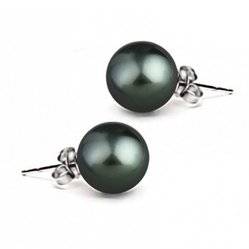 Bling Jewelry Tahitian Style Sea Shell Peacock Pearl Stud Earrings 8mm 10mm 12mm