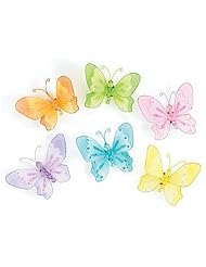 Set of 6 Nylon Butterfly Magnets Accented with Gems and Glitter Great for... by 