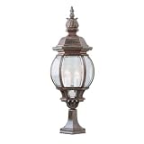 Beveled Glass 4 Light Post Mount Lantern - Rust