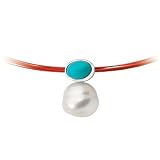 14K White Gold Paspaley South Sea Cultured Pearl and Turquoise Pendant 12.00mm 310D33h 7cL. SL160 14K White Gold Paspaley South Sea Cultured Pearl and Turquoise Pendant 12.00mm