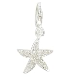 Les Poulettes Jewels - Charms Bracelet Starfish Sterling Silver and Rhinestones - with Lobster Clasp