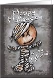 For Boyfriend-Happy Halloween-Primitive Mummy Card