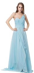 One Shoulder Sleeveless Chiffon Pleated Floor Length Bridesmaid Dress 