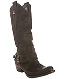 Alberto Fermani dark brown oiled suede studded cowboy boots