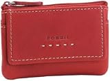 Fossil Womens Leather Coin Purse - Pop Stitch Key Coin Purse (Color: Red)
