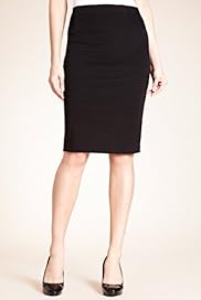 Wide Waistband Ribbed Pencil Skirt