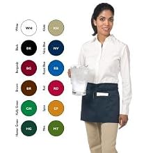 San Jamar 605WAFH Poly Cotton "Front of the House" Waist Apron, 23" Length x 12" Width, Kelly Green