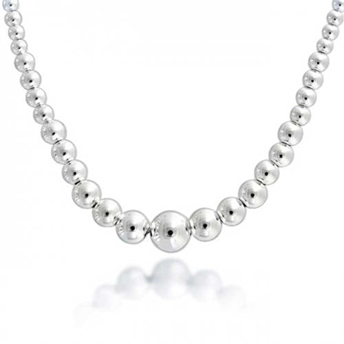 Bling Jewelry Sterling Silver Graduated Bead Ball Necklace