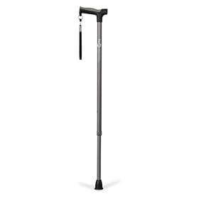 Hugo Mobility Adjustable Derby Handle Cane with Reflective Strap, Smoke