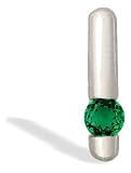 14K White Gold Round Created Emerald Pendant