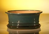 Bonsai Boy's Ceramic Bonsai Pot With Attached Humidity Drip tray - Oval 10 75 x 8 5 x 4 125