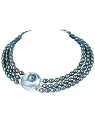 925 Silver & Freshwater Pearl Necklace with Blister Pearl Center- 16 IN