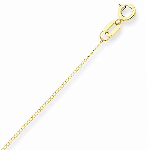 14k Gold Curb or Cuban Chain Necklace with Spring Ring (0.3mm)