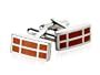 Rectangular Dark Orange Enamel Silver Cufflinks with Gift Box