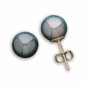 14kt Yellow Gold Black Pearl Cultured Earrings