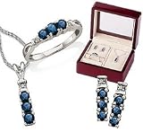 Sapphire Earring, Ring, & Pendant Boxed Gemstone Set