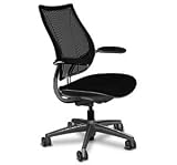 Liberty Chair by Humanscale - Gel Seat & Adv. Arms in Black Vellum w/ Carbon Back on Black Frame