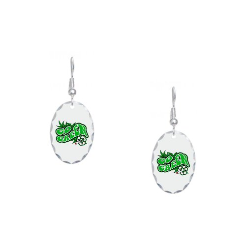 Earring Oval Charm Marijuana Go Green