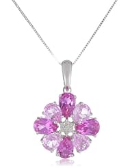 10k White Gold Pear Shaped Created Pink Sapphire and Diamond-Accent Pendant Necklace, 18"