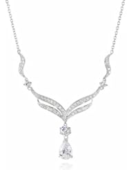 Sterling Silver Swarovski Cubic Zirconia Teardrop Necklace, 18.5"