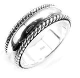 Sterling Silver Rope Bordered Wedding Band Ring (Size 7,8,9,10,11,12,13)