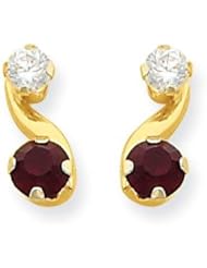 MadiK® 14K Yellow Gold Synthetic Garnet January Birthstone Post Earrings