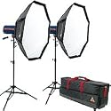 Photoflex StarFlash 650 Gemini OctoDome Kit with Two StarFlash 65Ows Monolights, Two 3' OctoDome3's, Connectors, 8'2" LiteStands, & Large Case with Wheels.
