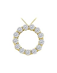 2 Carat Diamond Circle of Life Pendant in 14K Yellow Gold 16 Inch Necklace
