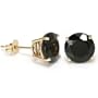 1.5CT 6mm 14K Yellow Gold Round Black Onyx Gemstone Stud Earrings