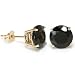1CT 5mm 14K Yellow Gold Round Black Onyx Gemstone Stud Earrings