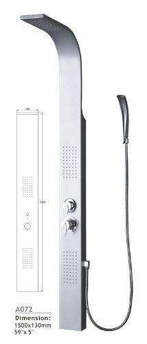 BathApp Aluminum Alloy Shower Panel Tower Overhead Rainfall with 2 Powerful Embedded Massage Jets (Model BAA072)