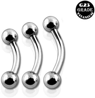 16Gx3/8 (1.2x10MM) G23 Grade Titanium Curved Barbell with 4MM Ball Eyebrow jewelry