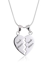 VINANI brand Germany 925 Sterling Silver Women Pendant Heart Soulmates with Snake Chain Necklace AHB-S